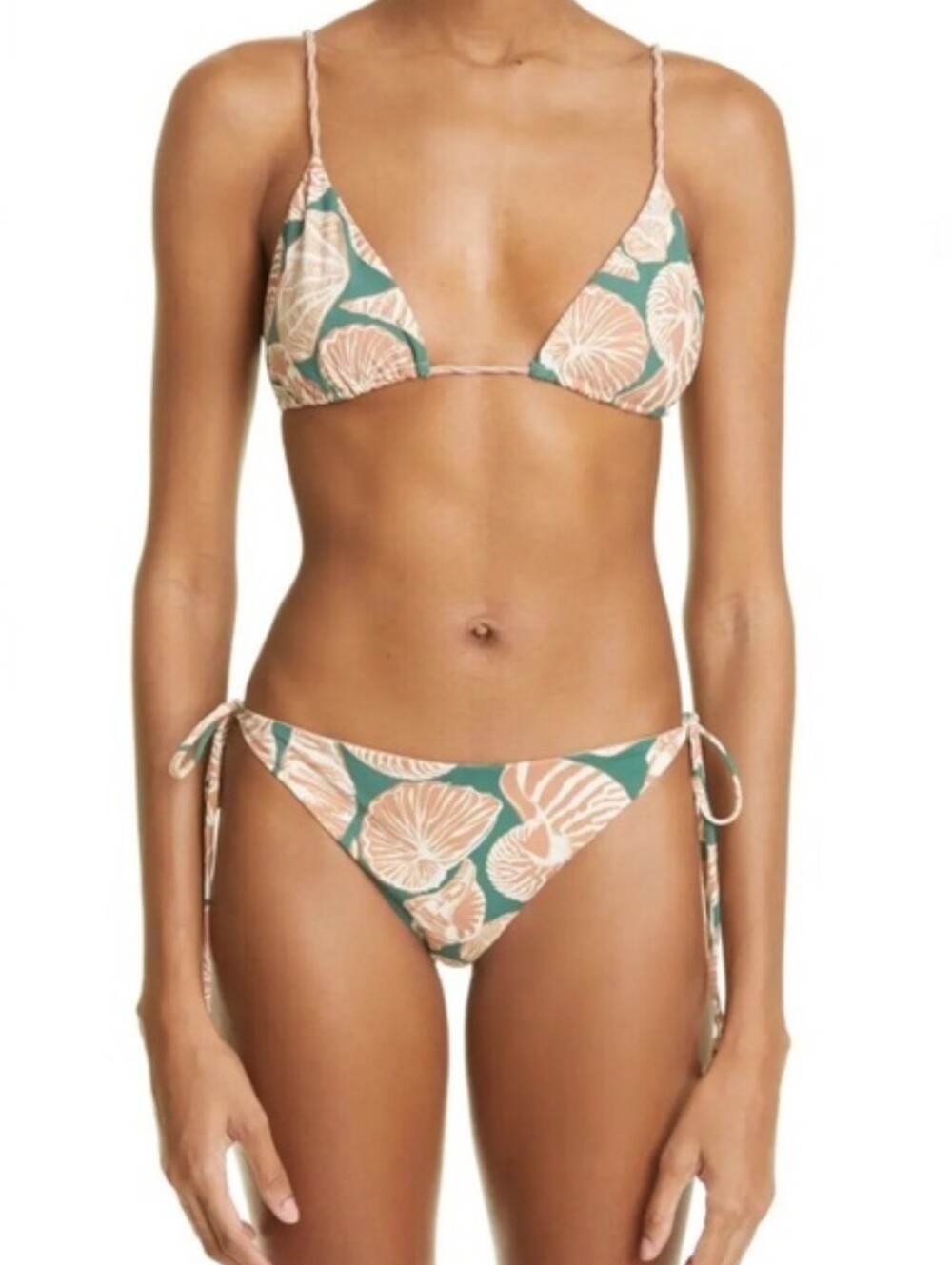 NWT Johanna Ortiz Tenerife Sea Sunburn Shell Les Cosquillages Algae Camel Bikini